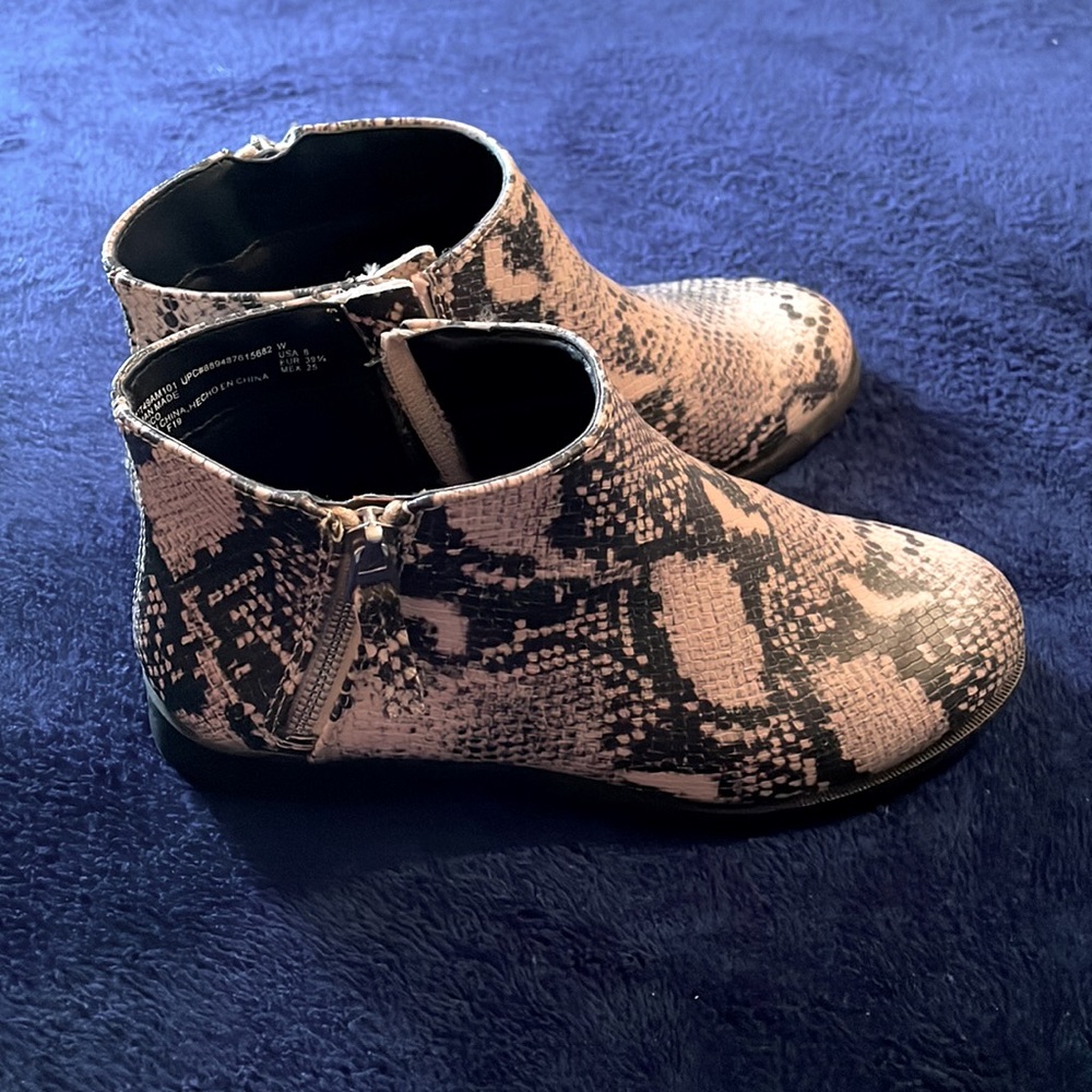 Faux snakeskin ankle booties